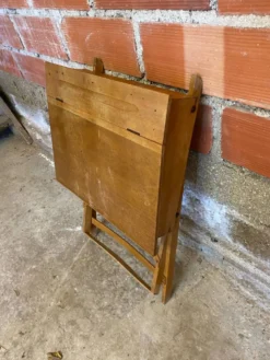 Pupitre pliant ancien enfant en bois avec case années 50 vintage
