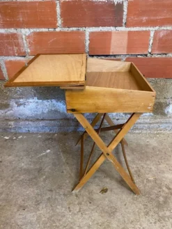 Pupitre pliant ancien enfant en bois avec case années 50 vintage