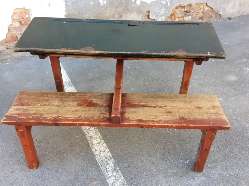 Pupitre vintage mid-century bureau d'écolier