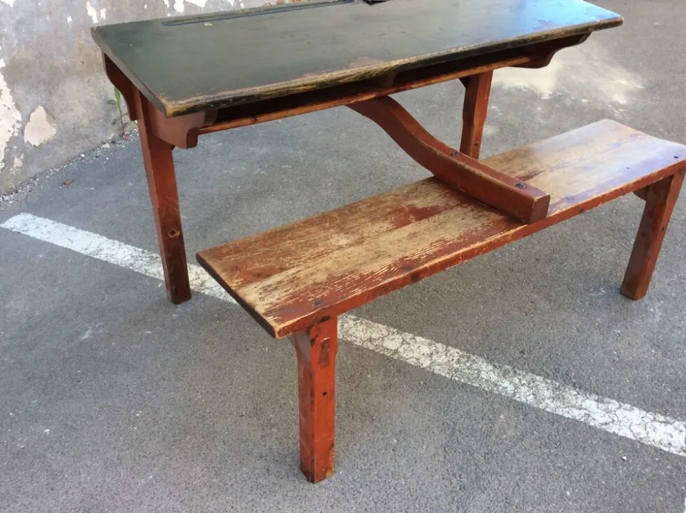 Pupitre vintage mid-century bureau d'écolier