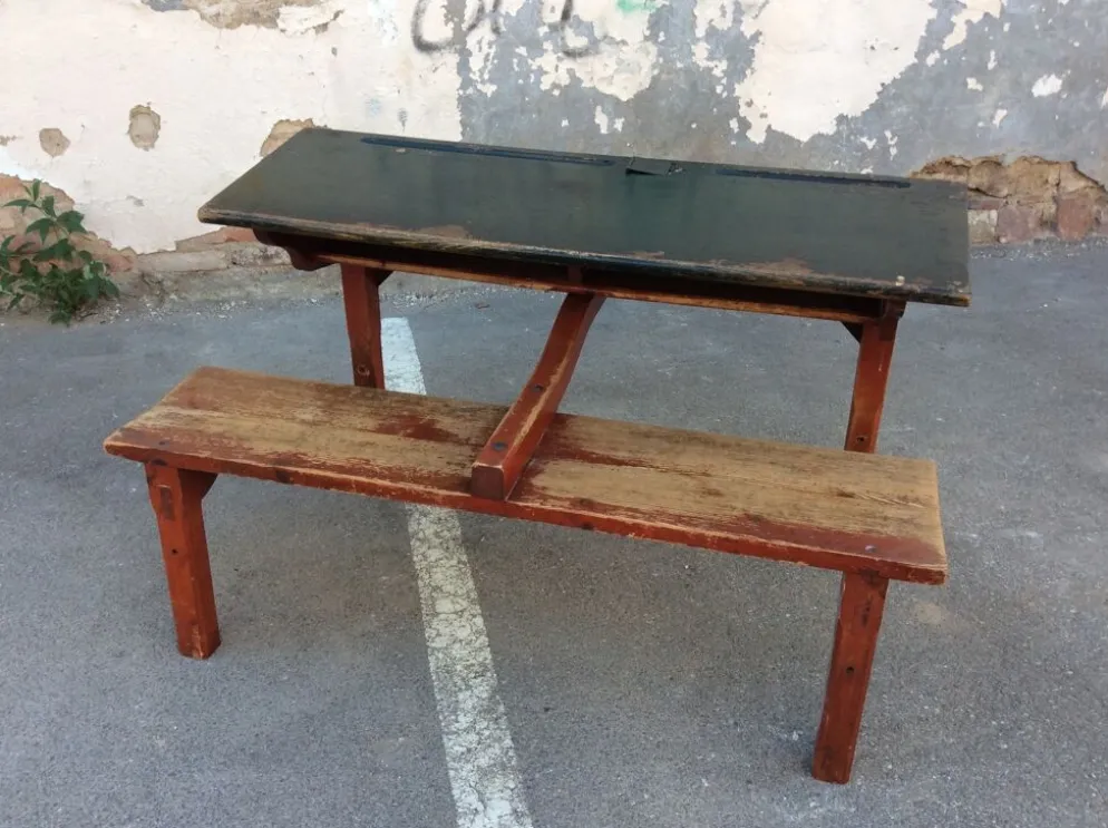 Pupitre vintage mid-century bureau d'écolier