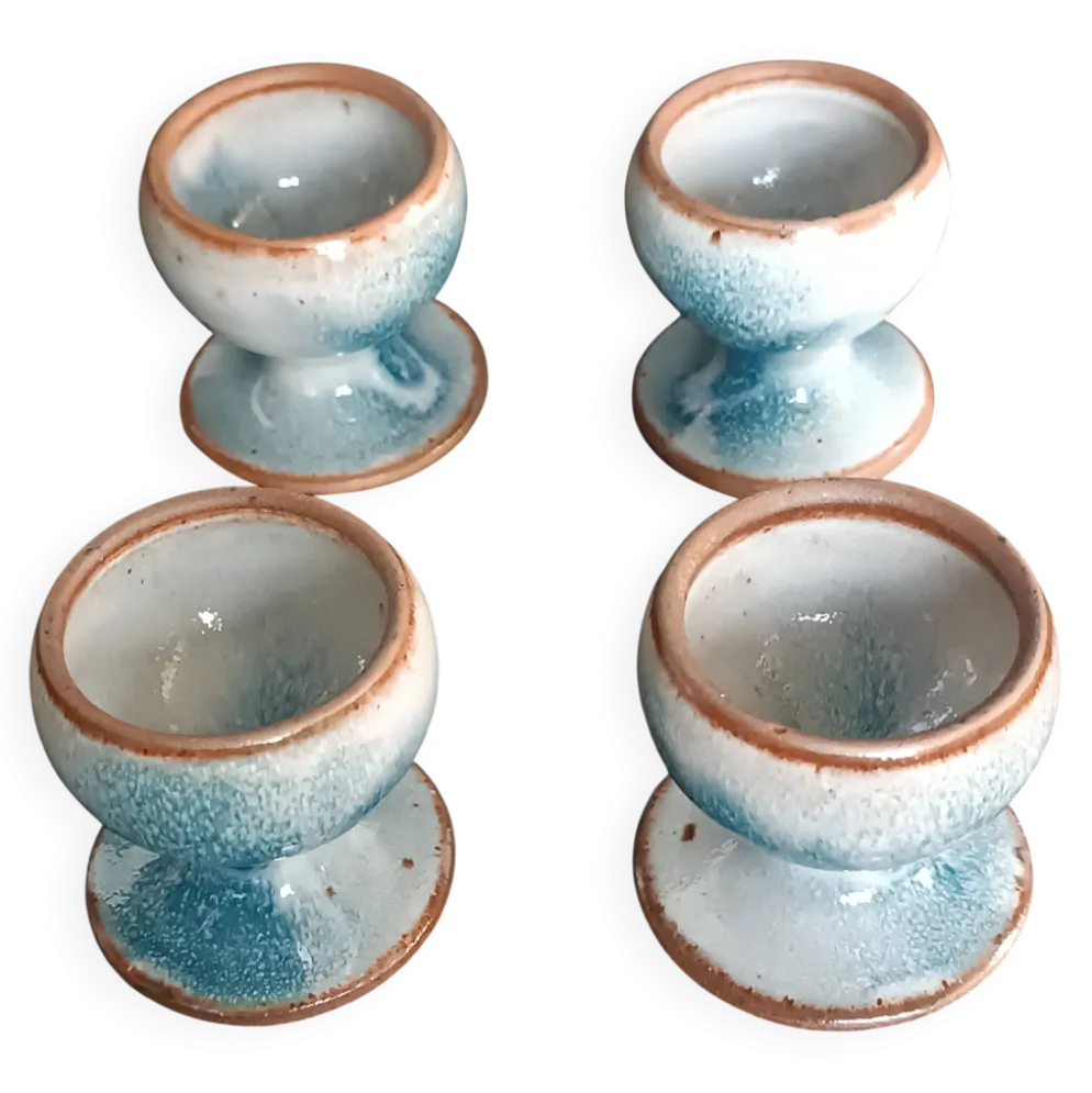 Quatre coquetiers en grès poterie Saint Amand Roger Jacques vintage