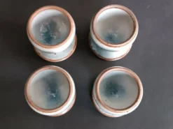 Quatre coquetiers en grès poterie Saint Amand Roger Jacques vintage