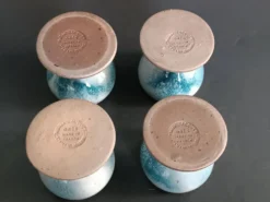 Quatre coquetiers en grès poterie Saint Amand Roger Jacques vintage