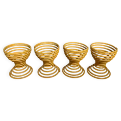 Quatre coquetiers ressort spirale jaune