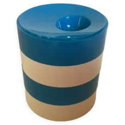 Quatre coquetiers ronds bleus et blancs année 70