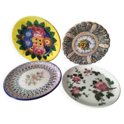 Quatuor d’assiettes fleuries Longwy Tolède Talavera Sarreguemines LB
