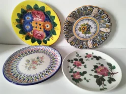 Quatuor d’assiettes fleuries Longwy Tolède Talavera Sarreguemines LB