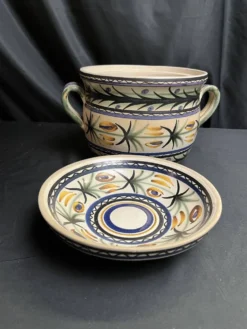Quimper Keraluc, marmite ou soupièreen faïence polychrome vintage vers 1960