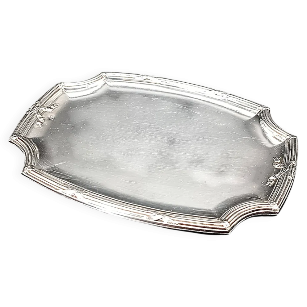 Raffiné petit plateau de service ou vide-poche rectangulaire aux angles cha