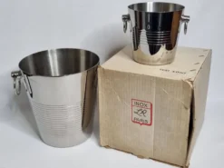 Rafraîchissoir à champagne et seau à glace en inox Letang Rémy années 80