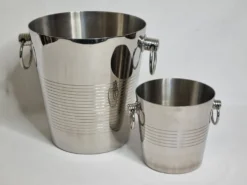 Rafraîchissoir à champagne et seau à glace en inox Letang Rémy années 80