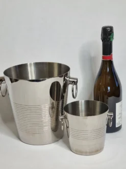 Rafraîchissoir à champagne et seau à glace en inox Letang Rémy années 80