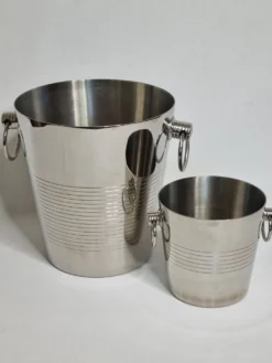 Rafraîchissoir à champagne et seau à glace en inox Letang Rémy années 80
