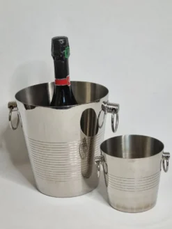 Rafraîchissoir à champagne et seau à glace en inox Letang Rémy années 80
