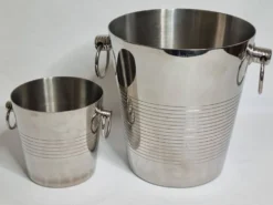 Rafraîchissoir à champagne et seau à glace en inox Letang Rémy années 80