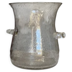 Rafraîchissoir verre bullé vintage 1960 seau à bouteille biot