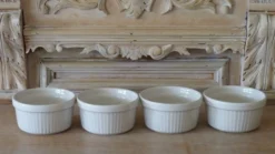 4 ramequins vintage en céramique blanche