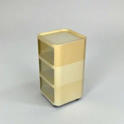 Rangement Kartell Componibili crème avec trois modules, vintage italien des années 1960.