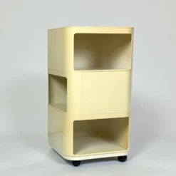Rangement Kartell Componibili crème avec trois modules, vintage italien des années 1960.
