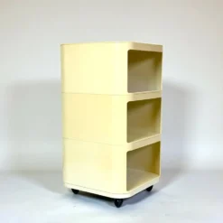 Rangement Kartell Componibili crème avec trois modules, vintage italien des années 1960.