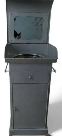 Rare cabinet de toilette de cabine Art Déco – mobilier marin ancien ~1930