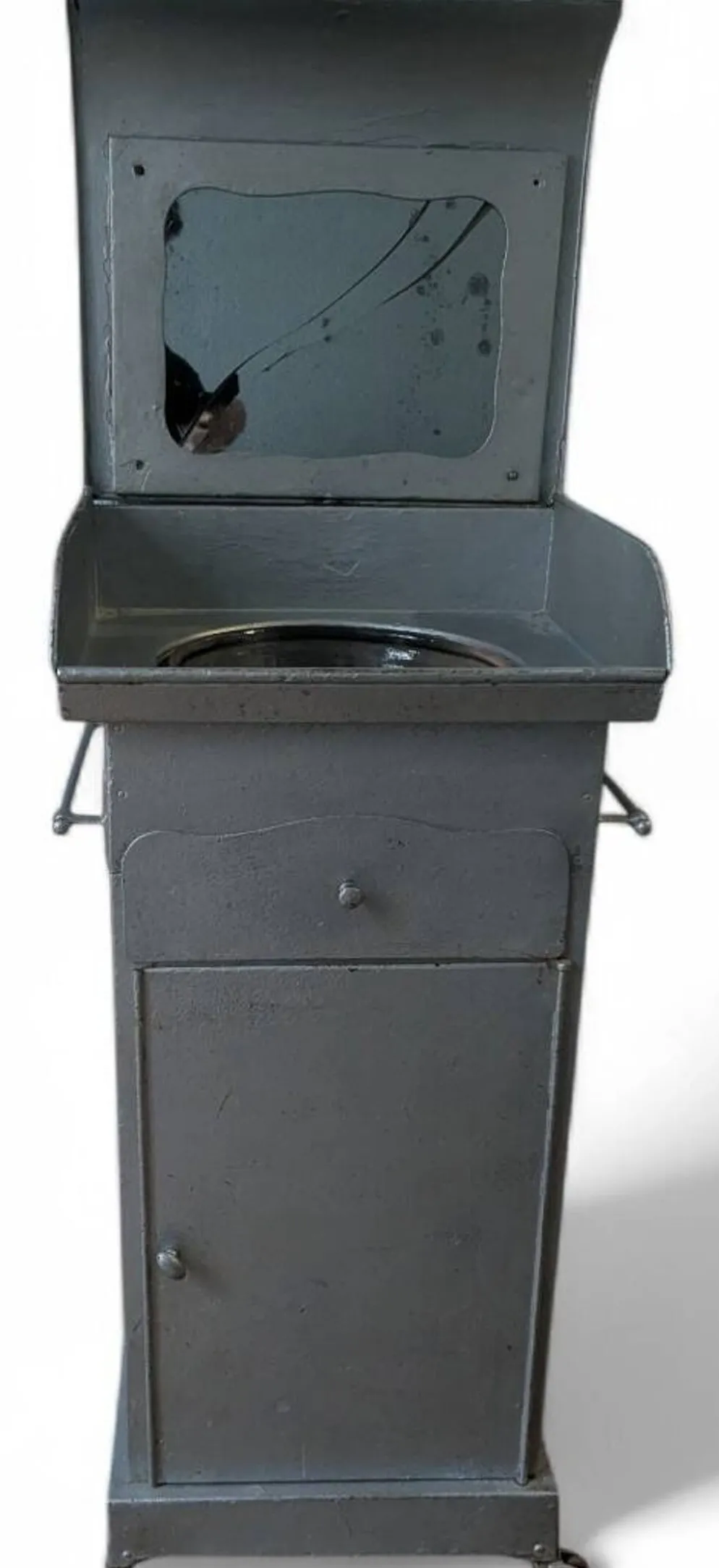 Rare cabinet de toilette de cabine Art Déco – mobilier marin ancien ~1930