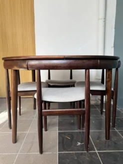Rare ensemble de salle à manger Roundette Hans Olsen, Danemark (années 1960)