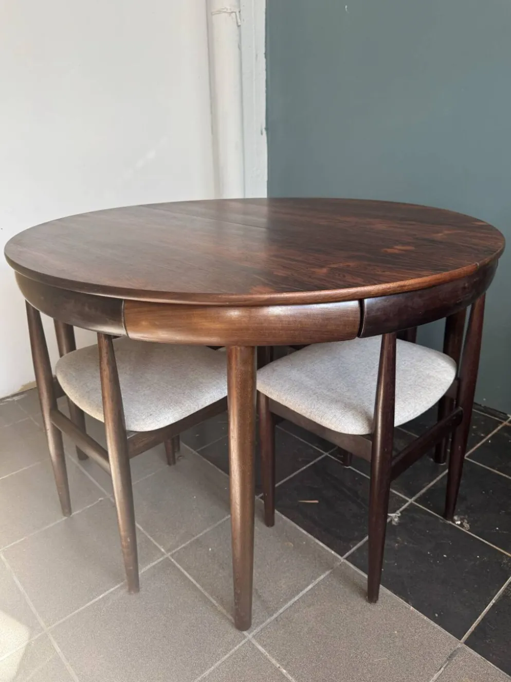 Rare ensemble de salle à manger Roundette Hans Olsen, Danemark (années 1960)