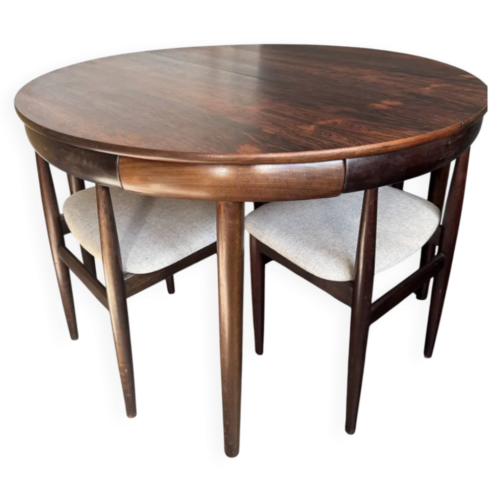 Rare ensemble de salle à manger Roundette Hans Olsen, Danemark (années 1960)