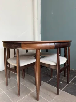 Rare ensemble de salle à manger Roundette Hans Olsen, Danemark (années 1960)