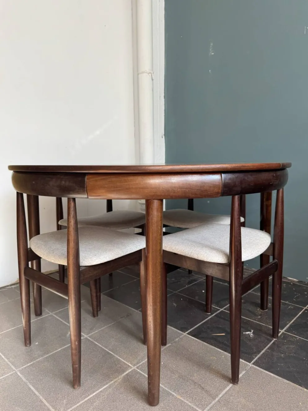 Rare ensemble de salle à manger Roundette Hans Olsen, Danemark (années 1960)
