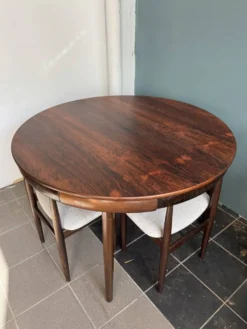 Rare ensemble de salle à manger Roundette Hans Olsen, Danemark (années 1960)