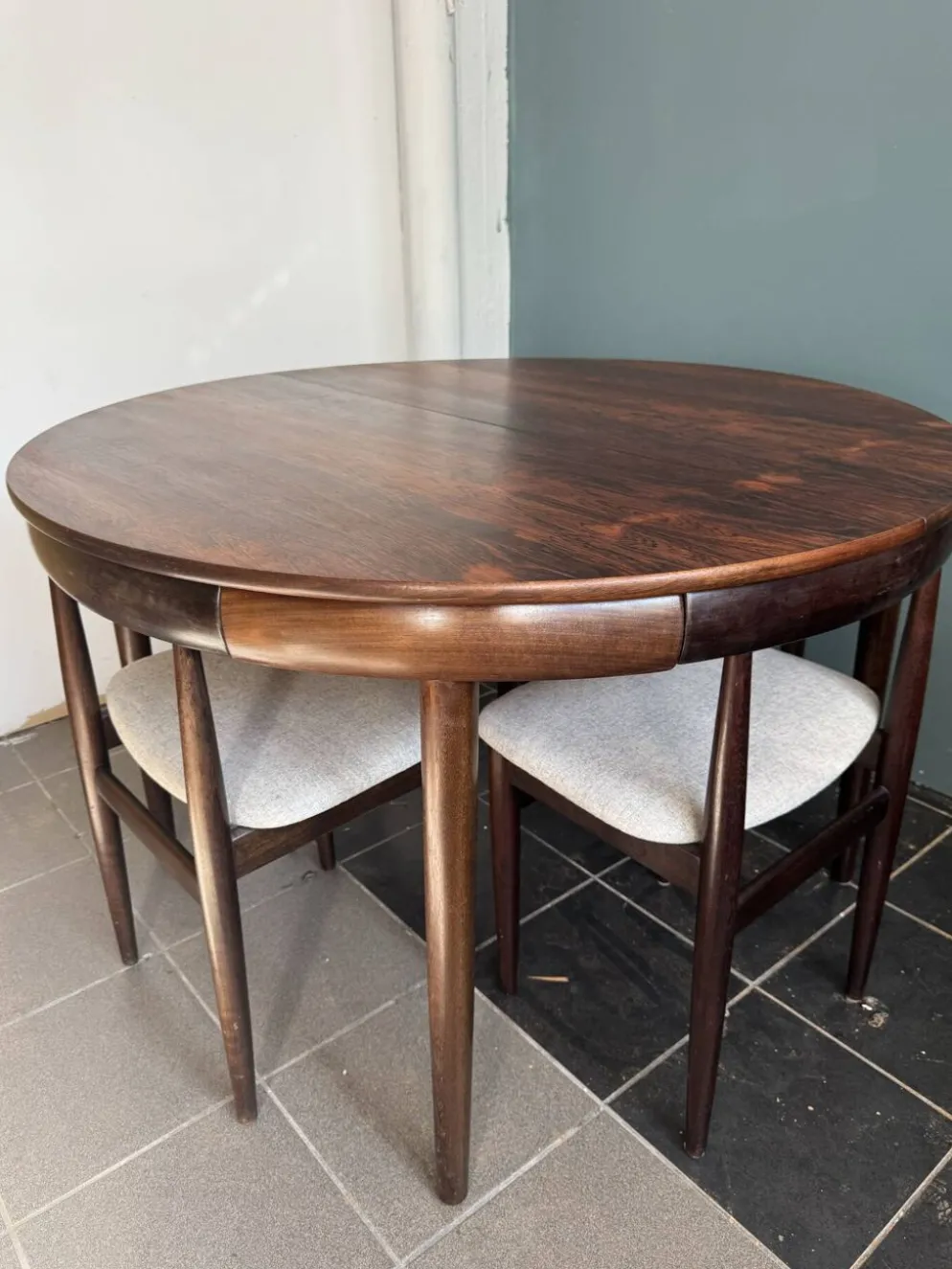 Rare ensemble de salle à manger Roundette Hans Olsen, Danemark (années 1960)