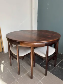 Rare ensemble de salle à manger Roundette Hans Olsen, Danemark (années 1960)