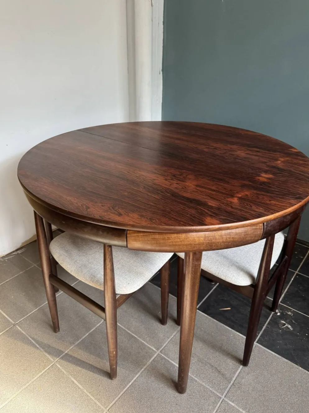 Rare ensemble de salle à manger Roundette Hans Olsen, Danemark (années 1960)
