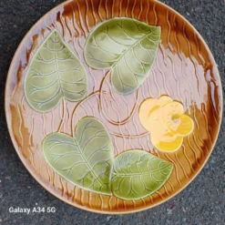 Rare grand plat Majolique Nénuphar – Sarreguemines Vintage