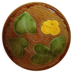 Rare grand plat Majolique Nénuphar – Sarreguemines Vintage