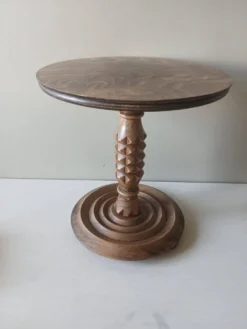 Rare guéridon en chêne massif Charles Dudouyt – Moderniste français, c