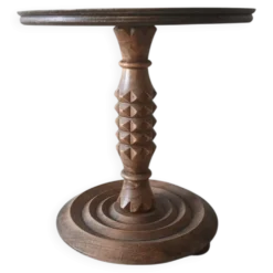 Rare guéridon en chêne massif Charles Dudouyt – Moderniste français, c