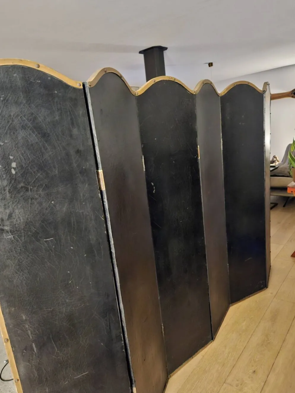Rare paravent Art déco peint à la main dans le style de Michel-Ange