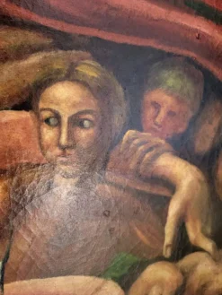 Rare paravent Art déco peint à la main dans le style de Michel-Ange
