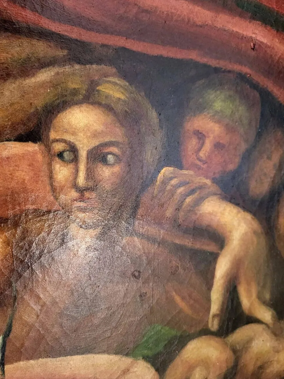 Rare paravent Art déco peint à la main dans le style de Michel-Ange