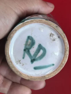 Rare Pot à pinceaux + 2 coquetiers Signé R.P. Robert Picault Vallauris Vin