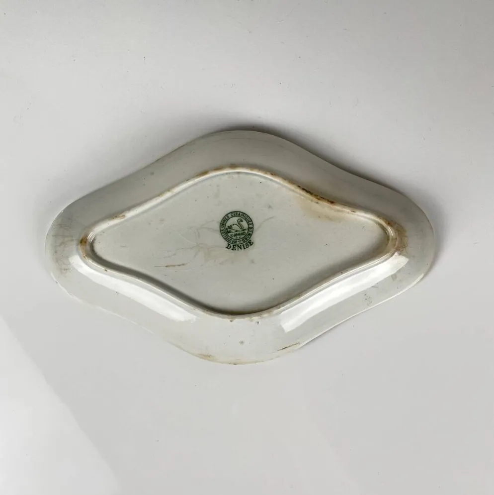 Rare Ravier Terre de fer "Denise" par St Amand, vert, début XXe