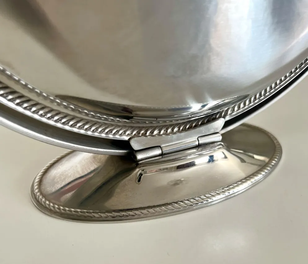 Rare serviteur pliable Alessi Italie Inox 18/10 3 plateaux vintage ave