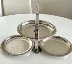 Rare serviteur pliable Alessi Italie Inox 18/10 3 plateaux vintage ave