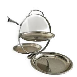 Rare serviteur pliable Alessi Italie Inox 18/10 3 plateaux vintage ave