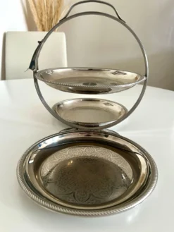 Rare serviteur pliable Alessi Italie Inox 18/10 3 plateaux vintage ave