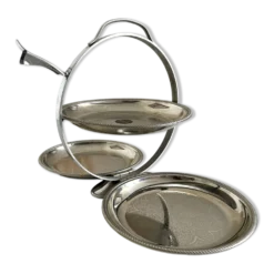 Rare serviteur pliable Alessi Italie Inox 18/10 3 plateaux vintage ave